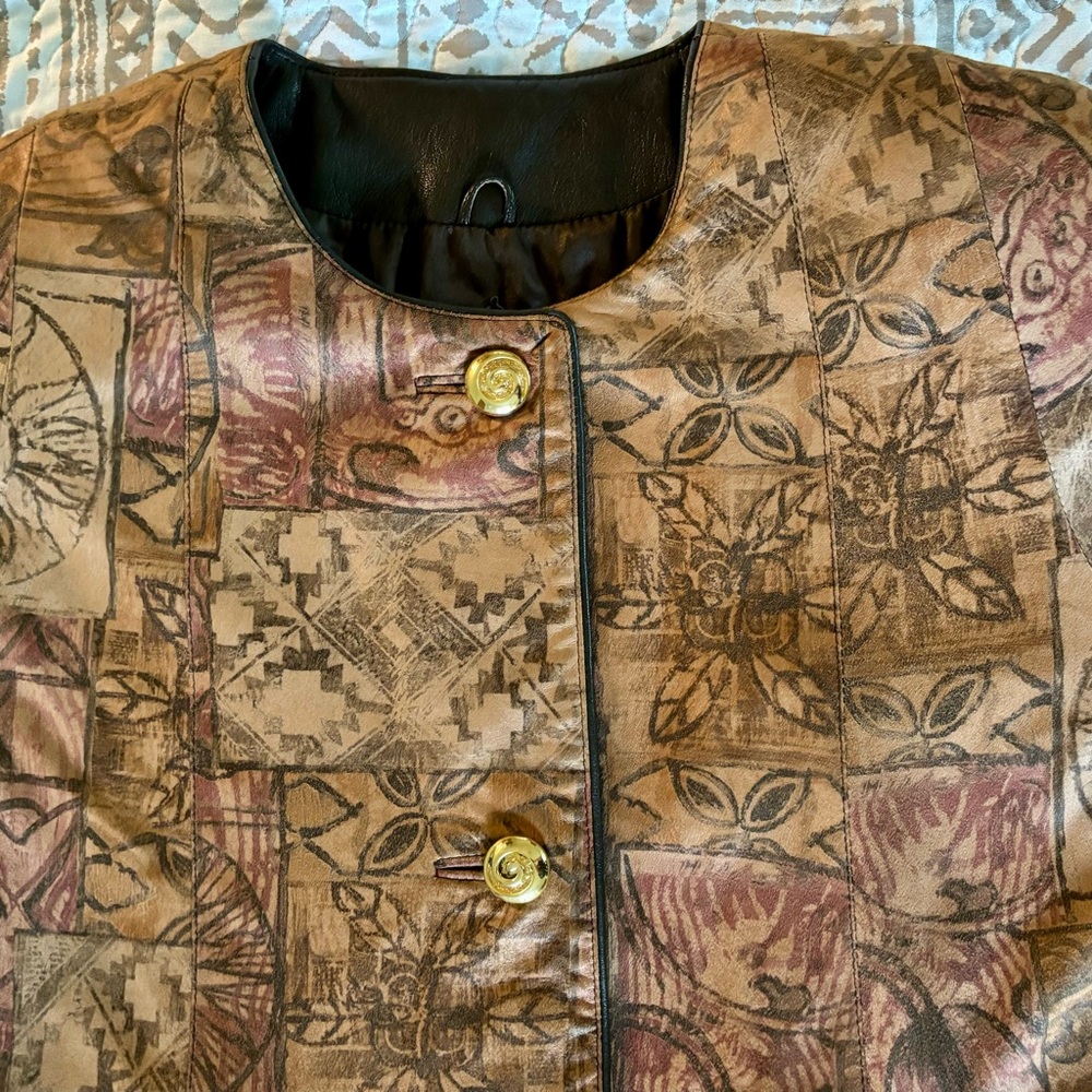 Vintage 1980’s EUGENE OF AUSTRALIA printed-leather super-soft-leather jacket! - Picture 5 of 10